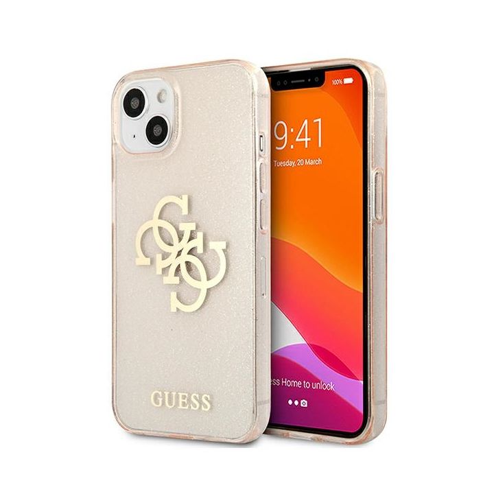 Guess GUHCP13MPCUGL4GGO iPhone 13 / 14 /15 6.1" złoty/gold hard case Glitter 4G Big Logo na NearMe.pl