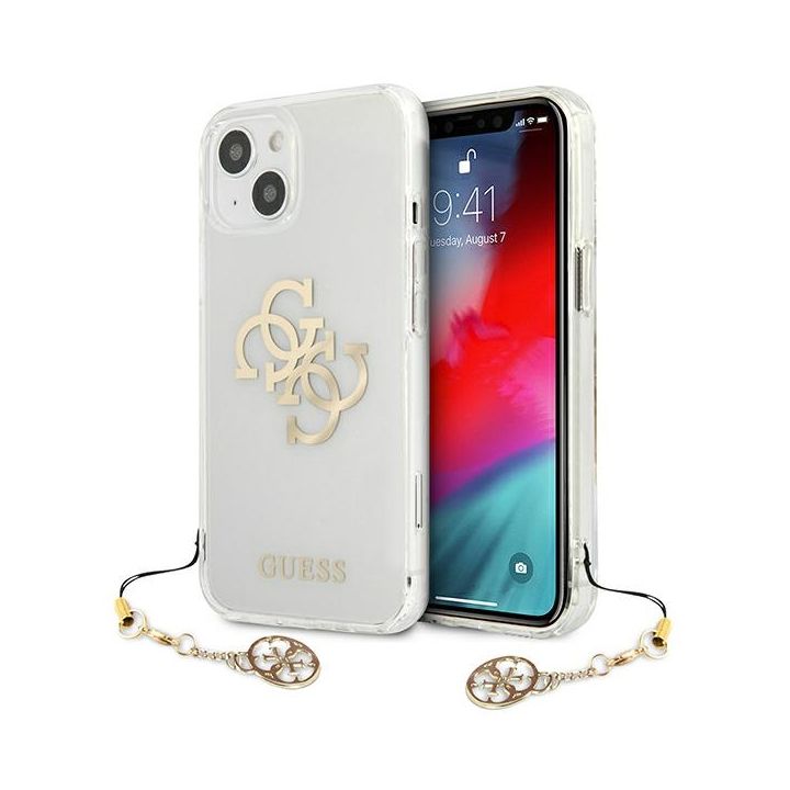 Guess GUHCP13MKS4GGO iPhone 13 / 14 / 156.1" Transparent hardcase 4G Gold Charms Collection na NearMe.pl