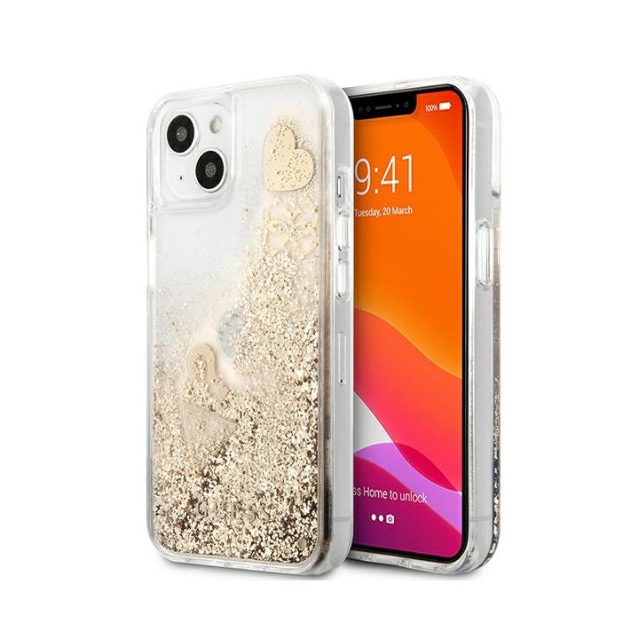 Guess GUHCP13MGLHFLGO iPhone 13 / 14 /15 6.1" gold/złoty hardcase Glitter Charms na NearMe.pl