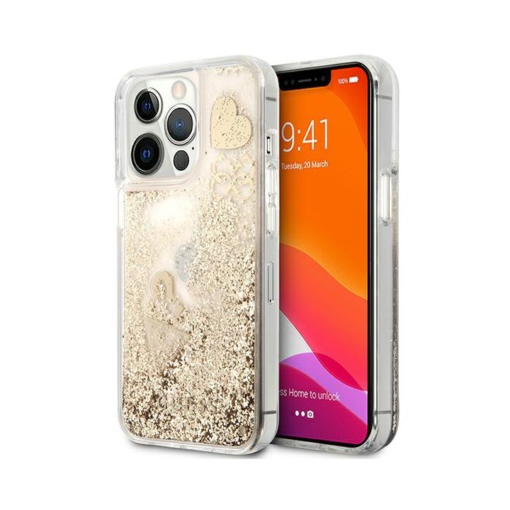 Guess GUHCP13LGLHFLGO iPhone 13 Pro / 136,1" gold/złoty hardcase Glitter Charms na NearMe.pl