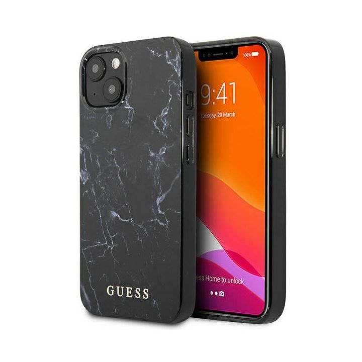 Guess GUHCP13MPCUMABK iPhone 13 / 14 /15 6.1" czarny/black hardcase Marble na NearMe.pl