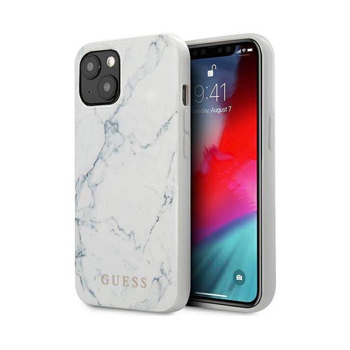 Guess GUHCP13SPCUMAWH iPhone 13 mini5,4" biały/white hardcase Marble na NearMe.pl