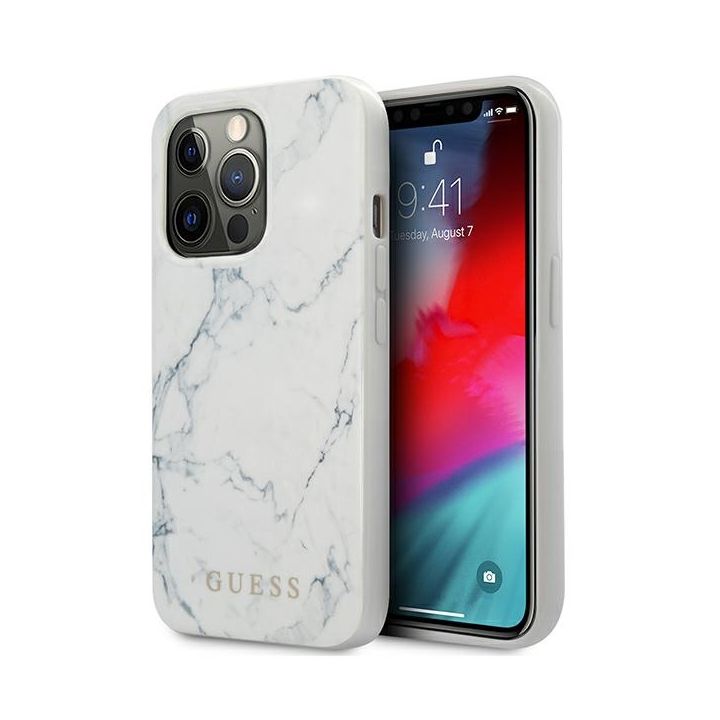 Guess GUHCP13LPCUMAWH iPhone 13 Pro / 13 6,1" biały/white hardcase Marble na NearMe.pl