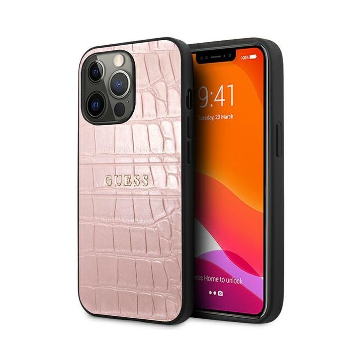 Guess GUHCP13XPCRBPI iPhone 13 Pro Max6,7" różowy/pink Croco Strap Collection na NearMe.pl