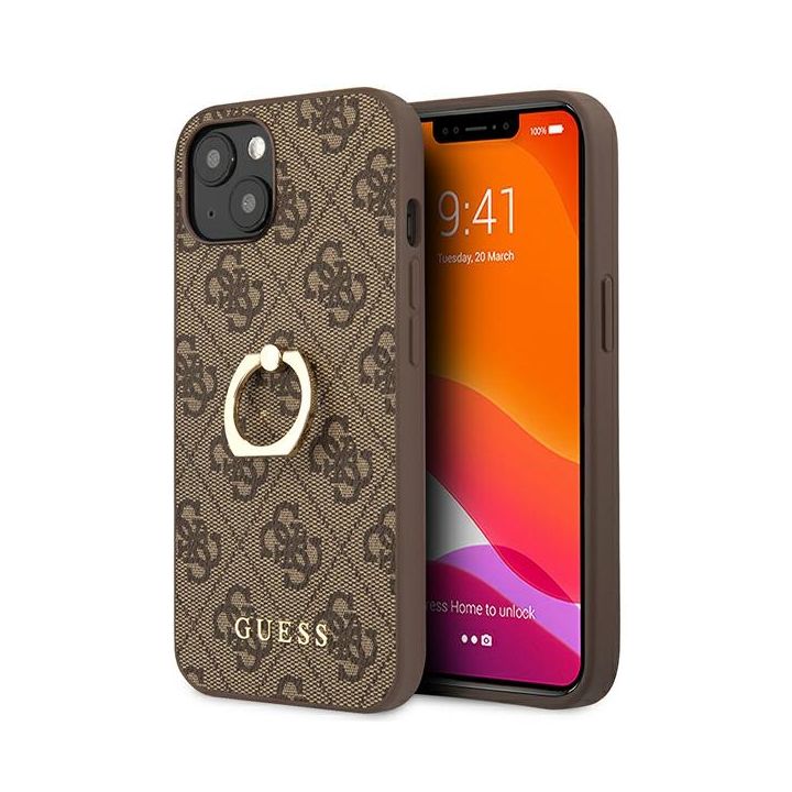 Guess GUHCP13M4GMRBR iPhone 13 / 14 / 156.1" brązowy/brown hardcase 4G with ring stand na NearMe.pl