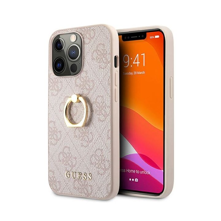 Guess GUHCP13L4GMRPI iPhone 13 Pro / 136,1" różowy/pink hardcase 4G with ring stand na NearMe.pl