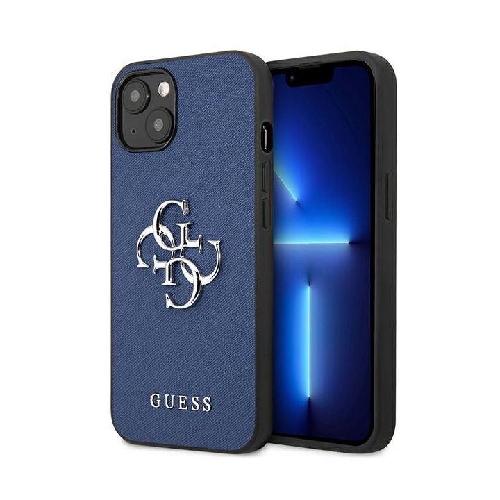 Guess GUHCP13MSA4GSBL iPhone 13 / 14 /15 6.1" niebieski/blue hardcase Saffiano 4G Metal Logo na NearMe.pl