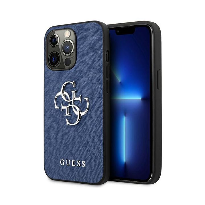 Guess GUHCP13LSA4GSBL iPhone 13 Pro / 13 6,1" niebieski/blue hardcase Saffiano 4G Metal Logo na NearMe.pl