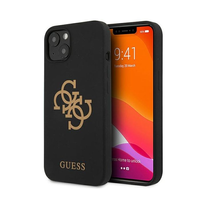 Guess GUHCP13MLS4GGBK iPhone 13 / 14 /15 6.1" czarny/black hard case Silicone 4G Logo na NearMe.pl