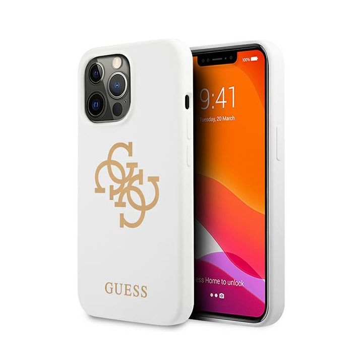 Guess GUHCP13LLS4GGWH iPhone 13 Pro / 13 6,1" biały/white hard case Silicone 4G Logo na NearMe.pl