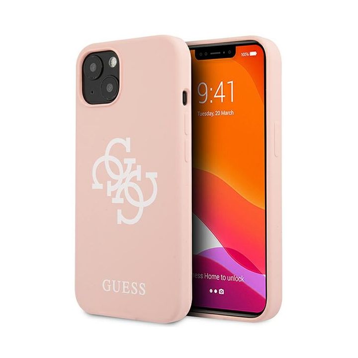 Guess GUHCP13MLS4GWPI iPhone 13 / 14 /15 6.1" różowy/pink hard case Silicone 4G Logo na NearMe.pl