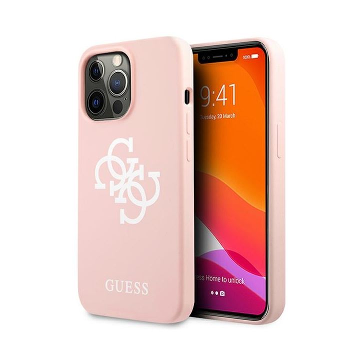 Guess GUHCP13LLS4GWPI iPhone 13 Pro / 13 6,1" różowy/pink hard case Silicone 4G Logo na NearMe.pl