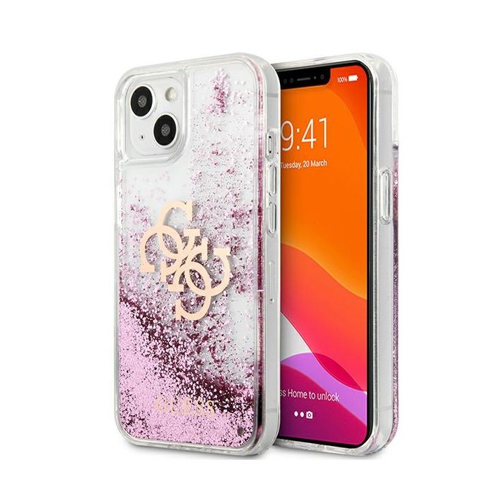Guess GUHCP13SLG4GPI iPhone 13 mini 5,4" różowy/pink hardcase 4G Big Liquid Glitter na NearMe.pl