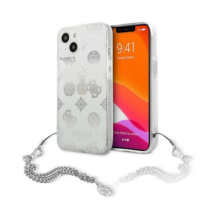 Guess GUHCP13MKSPESI iPhone 13 / 14 / 156.1" srebrny/silver hardcase Peony Chain Collection na NearMe.pl