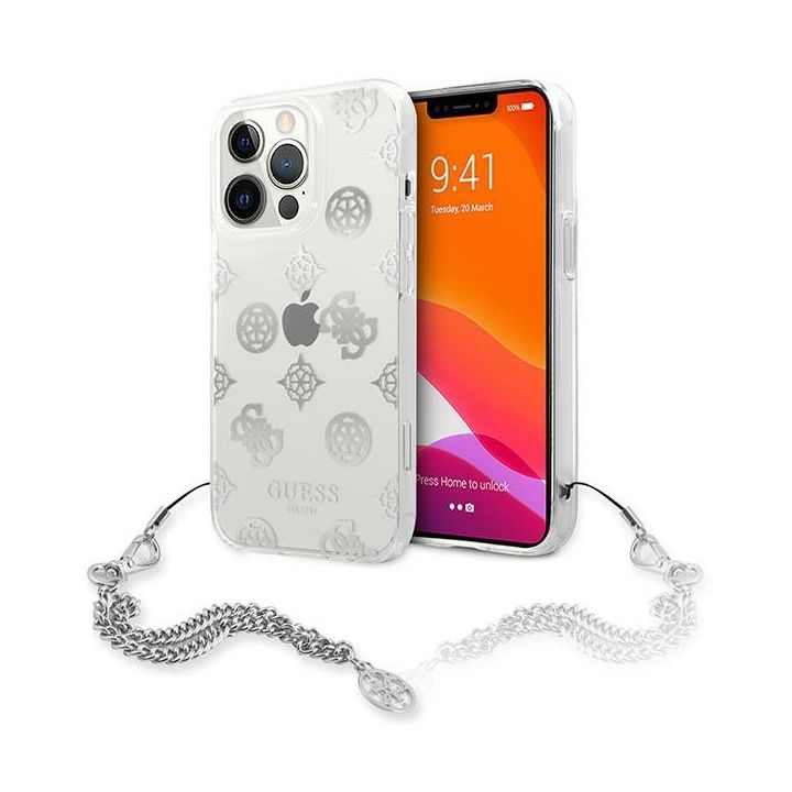 Guess GUHCP13LKSPESI iPhone 13 Pro / 136,1" srebrny/silver hardcase Peony Chain Collection na NearMe.pl