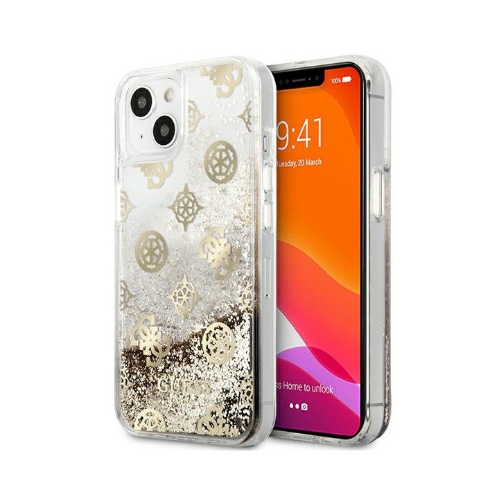 Guess GUHCP13SLGPEGO iPhone 13 mini 5,4"złoty/gold hardcase Peony Liquid Glitter na NearMe.pl