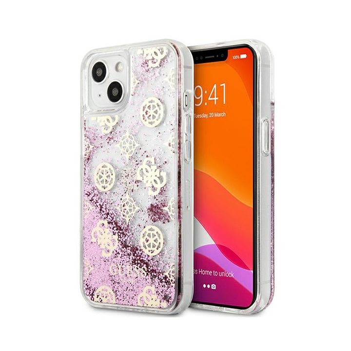Guess GUHCP13MLGPEPI iPhone 13 / 14 / 156.1" różowy/pink hardcase Peony Liquid Glitter na NearMe.pl