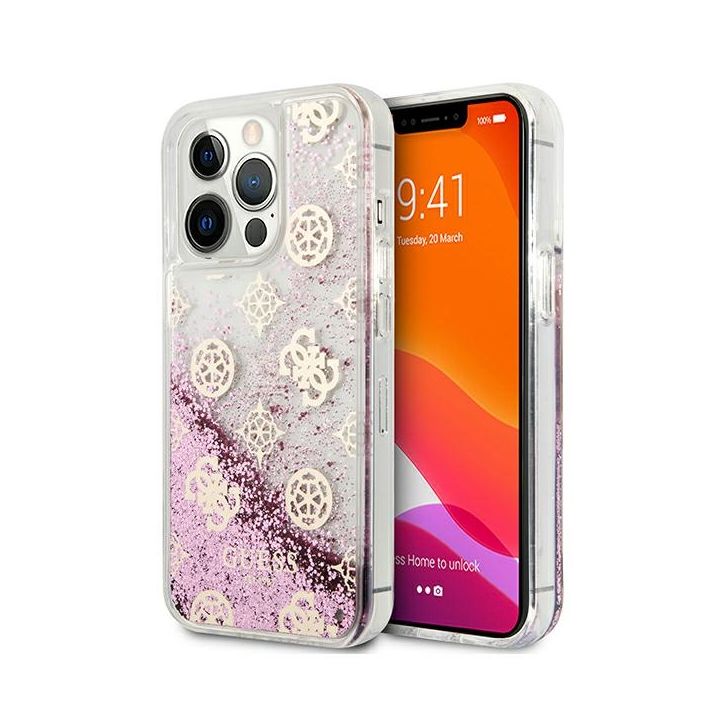 Guess GUHCP13LLGPEPI iPhone 13 Pro / 136,1" różowy/pink hardcase Peony Liquid Glitter na NearMe.pl