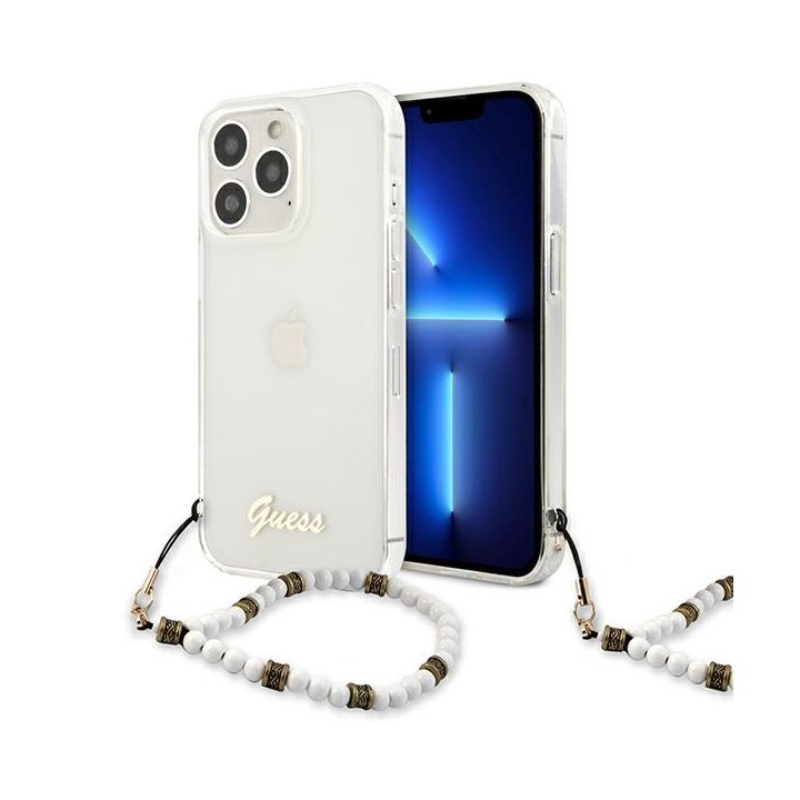 Guess GUHCP13LKPSWH iPhone 13 Pro / 13 6,1" Transparent hardcase White Pearl na NearMe.pl