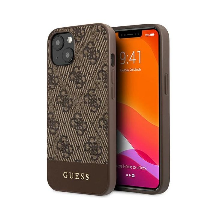 Guess GUHCP13SG4GLBR iPhone 13 mini 5,4" brązowy/brown hard case 4G Stripe Collection na NearMe.pl
