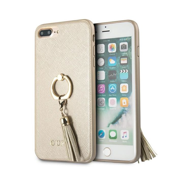 Guess GUHCI8LRSSABE iPhone 7/8 Plusbeige/beżowy hard case Saffiano with ring stand na NearMe.pl