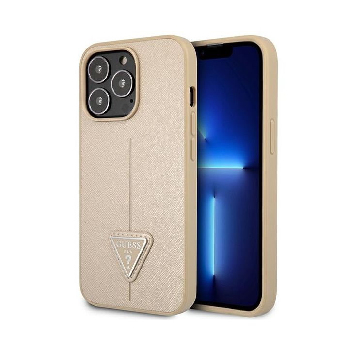 Guess GUHCP13LPSATLE iPhone 13 Pro/ 13 6,1" beżowy/beige hardcase SaffianoTriangle Logo na NearMe.pl