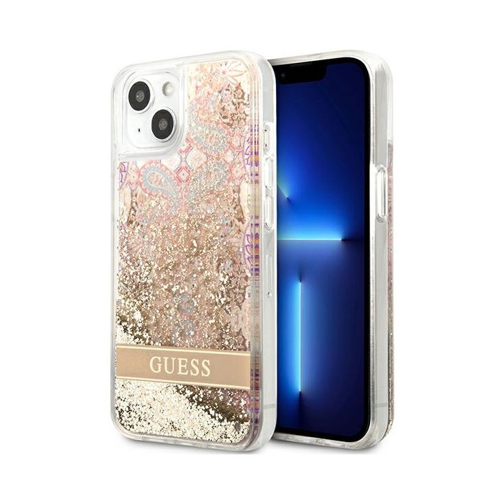 Guess GUHCP13SLFLSD iPhone 13 mini 5,4" złoty/gold hardcase Paisley Liquid Glitter na NearMe.pl
