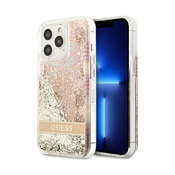 Guess GUHCP13LLFLSD iPhone 13 Pro / 136,1" złoty/gold hardcase Paisley Liquid Glitter na NearMe.pl