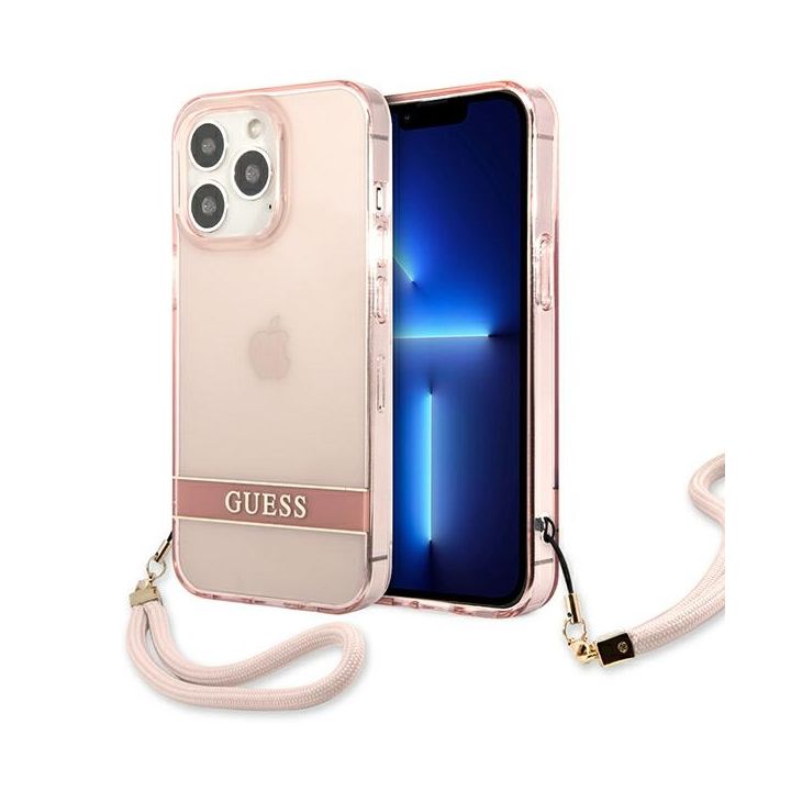 Guess GUHCP13LHTSGSP iPhone 13 Pro / 13 6,1" różowy/pink hardcase Translucent Stap na NearMe.pl