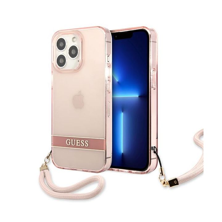 Guess GUHCP13XHTSGSP iPhone 13 Pro Max6,7" różowy/pink hardcase Translucent Stap na NearMe.pl