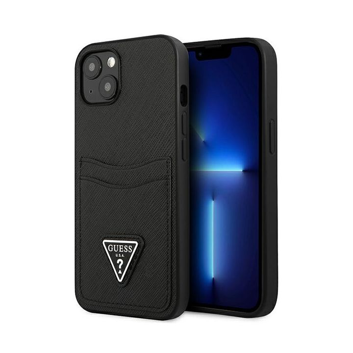 Guess GUHCP13SPSATPK iPhone 13 mini 5,4"czarny/black hardcase SaffianoTriangle Logo Cardslot na NearMe.pl