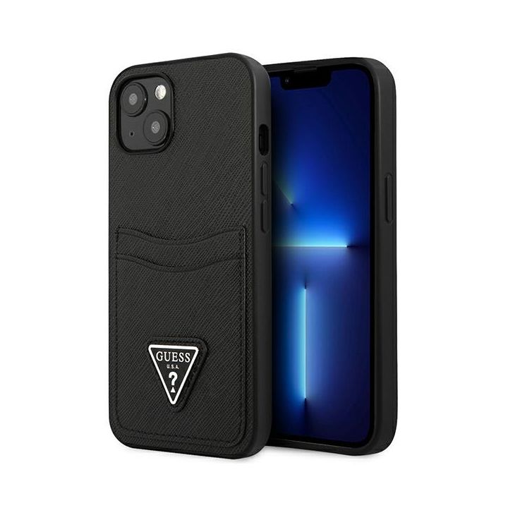 Guess GUHCP13MPSATPK iPhone 13 / 14 / 156.1" czarny/black hardcase SaffianoTriangle Logo Cardslot na NearMe.pl
