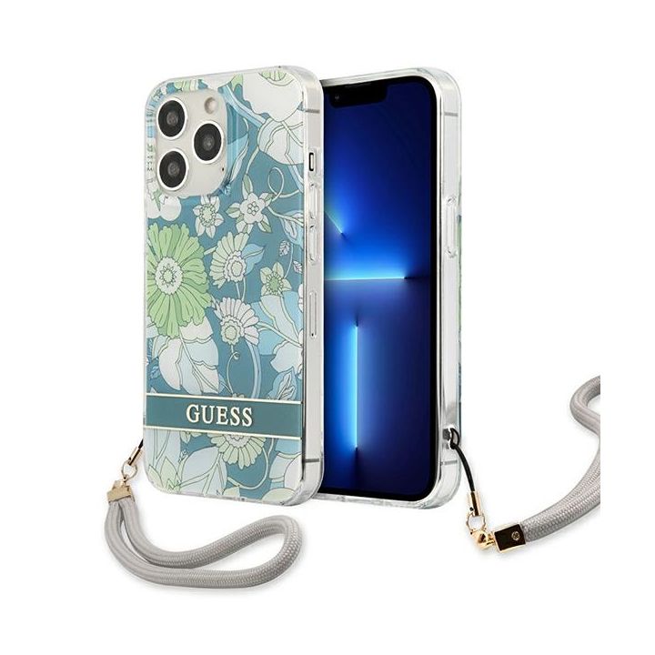 Guess GUHCP13XHFLSN iPhone 13 Pro Max6,7" zielony/green hardcase Flower Strap na NearMe.pl