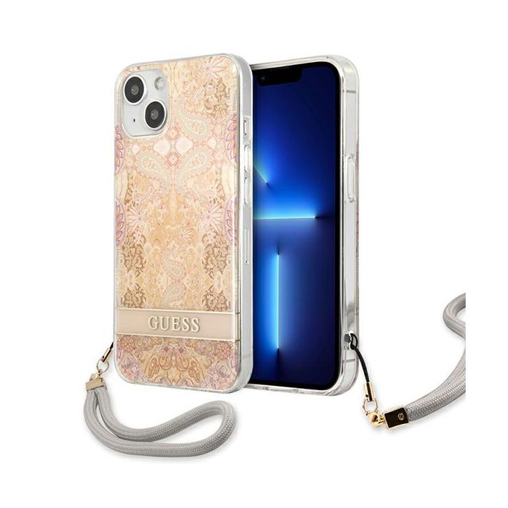 Guess GUHCP13SHFLSD iPhone 13 mini 5,4"złoty/gold hardcase Flower Strap na NearMe.pl
