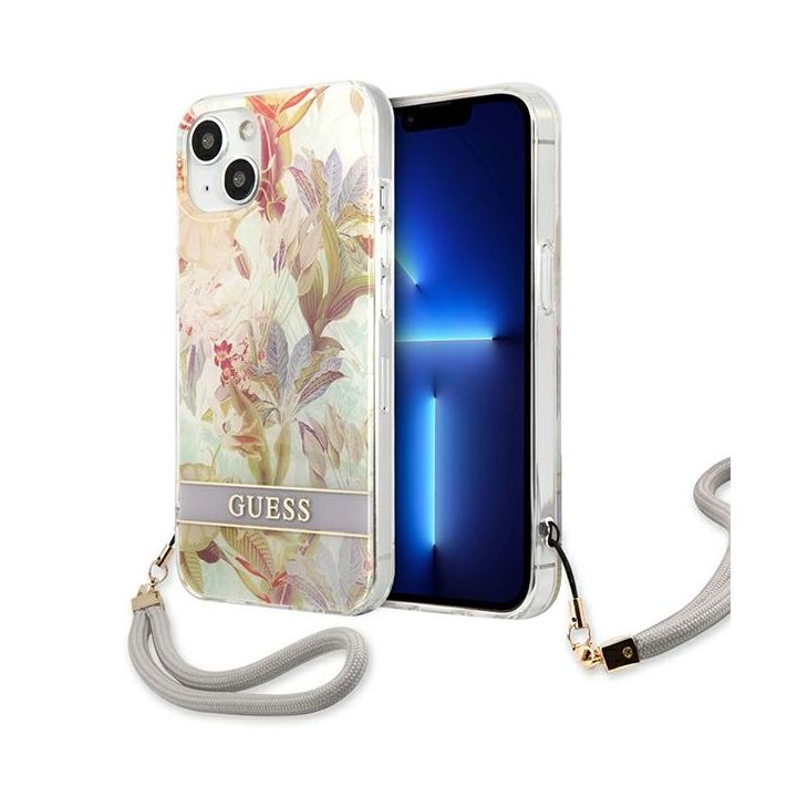 Guess GUHCP13SHFLSU iPhone 13 mini 5,4" fioletowy/purple hardcase Flower Strap na NearMe.pl