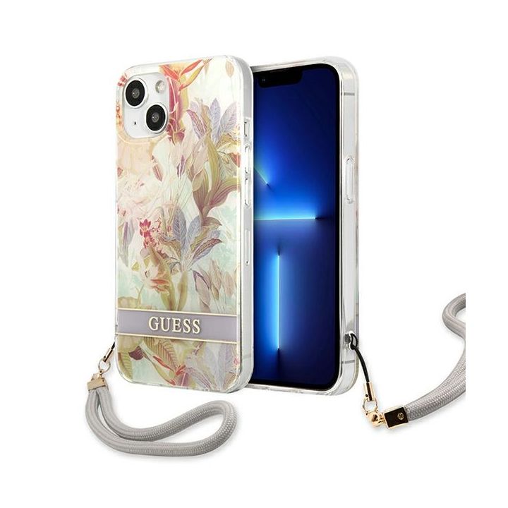 Guess GUHCP13MHFLSU iPhone 13 / 14 / 156.1" fioletowy/purple hardcase Flower Strap na NearMe.pl