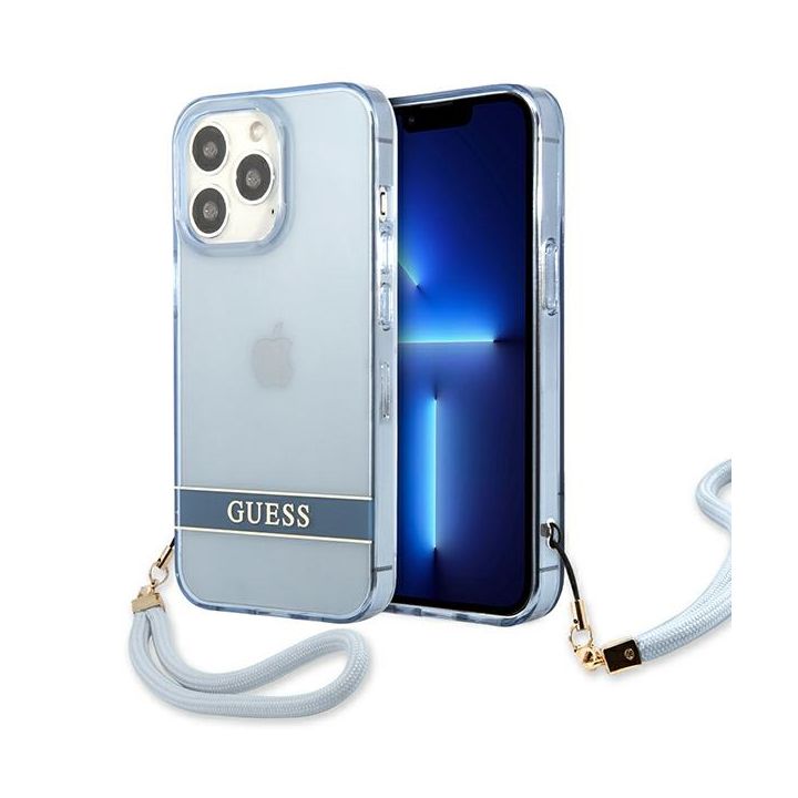 Guess GUHCP13LHTSGSB iPhone 13 Pro / 13 6,1" niebieski/blue hardcase Translucent Stap na NearMe.pl