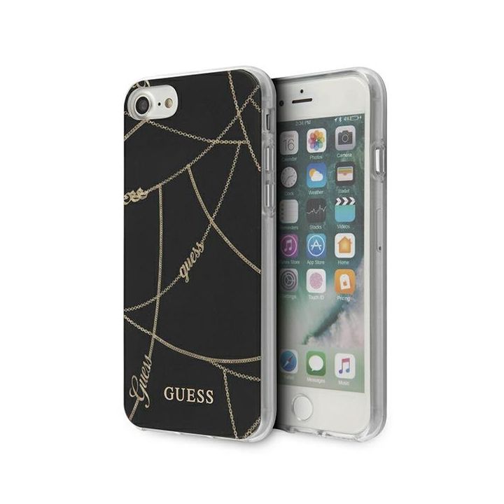 Guess GUHCI8PCUCHBK iPhone 7/8/SE 2020/ SE 2022 czarny/black hardcase Gold Chain Collection na NearMe.pl