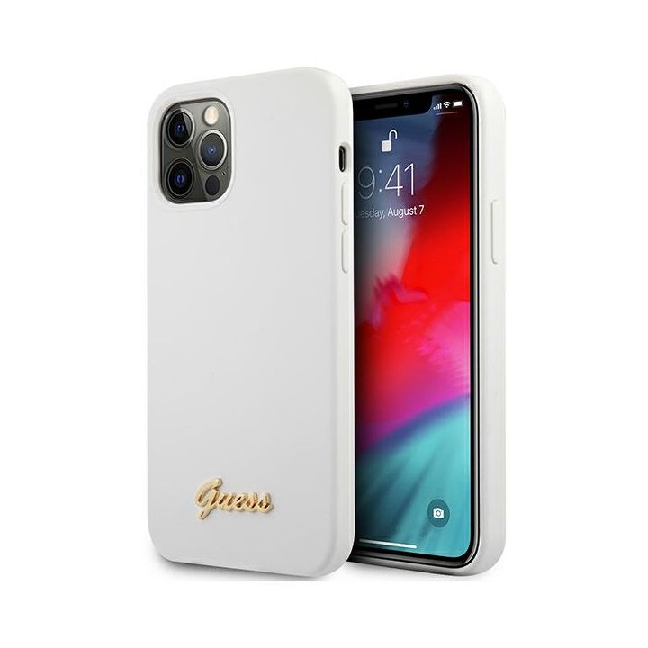 Guess GUHCP12MLSLMGWH iPhone12/12 Pro 6,1" biały/white hardcase Metal Logo Script na NearMe.pl