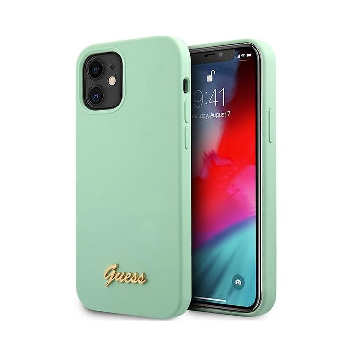 Guess GUHCP12SLSLMGGN iPhone12 mini 5,4" zielony/green hardcase Metal Logo Script na NearMe.pl