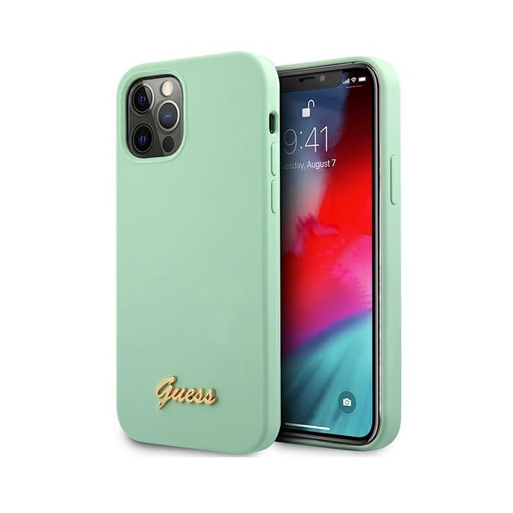 Guess GUHCP12LLSLMGGN iPhone 12 Pro Max 6,7" zielony/green hardcase Metal Logo Script na NearMe.pl