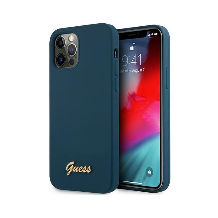 Guess GUHCP12MLSLMGBL iPhone12/12 Pro 6,1" niebieski/blue hardcase Metal Logo Script na NearMe.pl