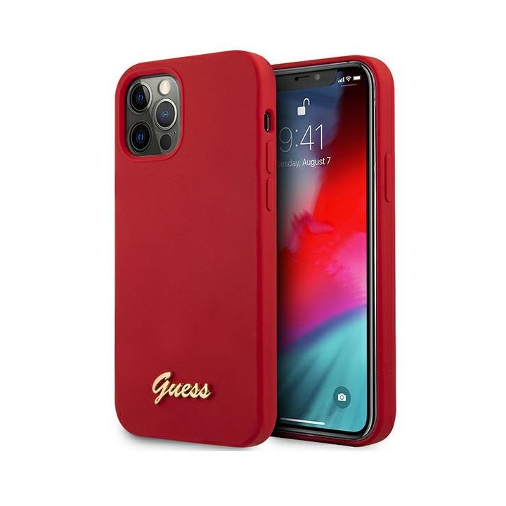 Guess GUHCP12LLSLMGRE iPhone12 Pro Max 6,7" czerwony/red hardcase Metal Logo Script na NearMe.pl