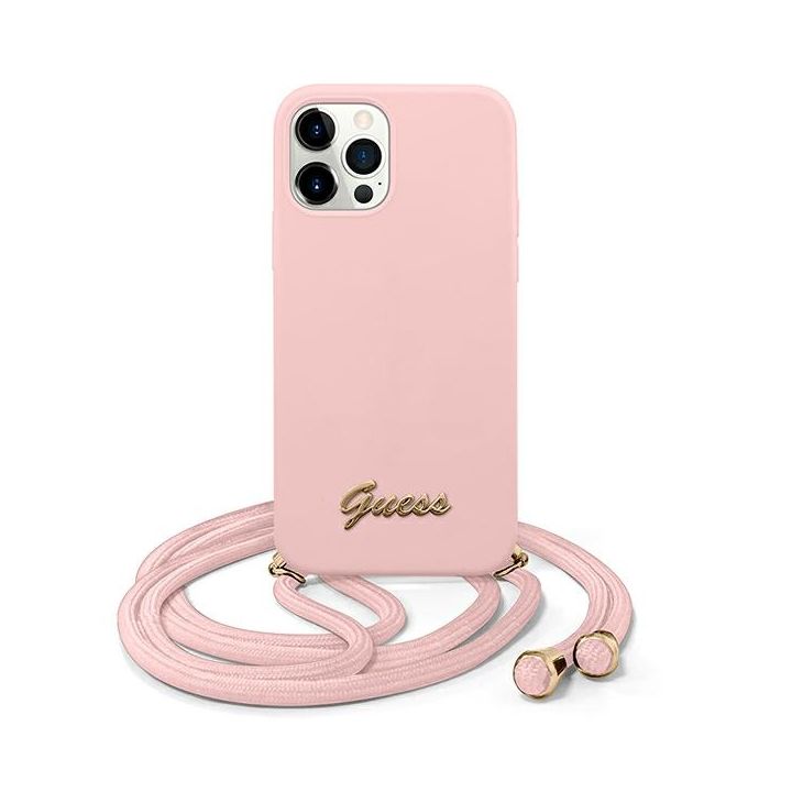 Guess GUHCP12LLSCLMGLP iPhone 12 Pro Max 6,7" różowy/pink hardcase Metal Logo Cord na NearMe.pl