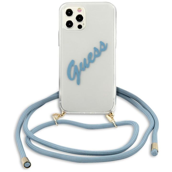Guess GUHCP12LCRTVSBL iPhone 12 Pro Max 6,7" niebieski/blue hardcase Script Vintage na NearMe.pl