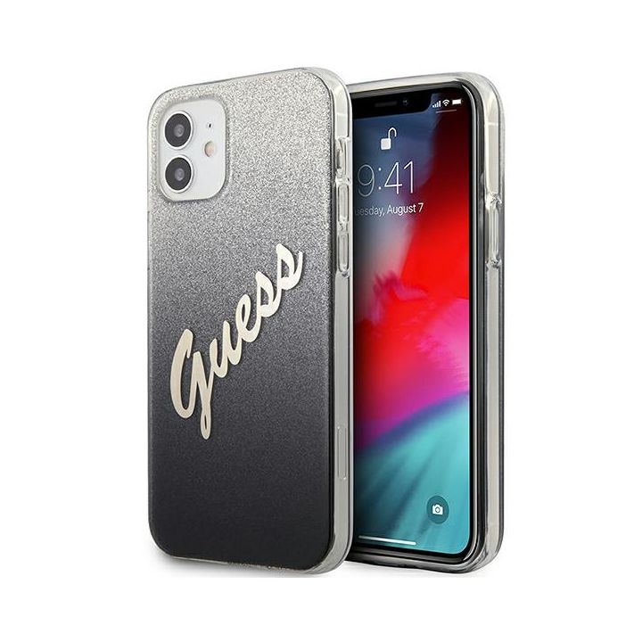 Guess GUHCP12SPCUGLSBK iPhone 12 mini5,4" czarny/black hardcase Glitter Gradient Script na NearMe.pl