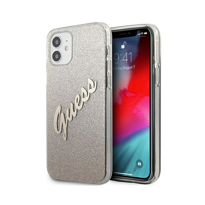 Guess GUHCP12SPCUGLSGO iPhone 12 mini5,4" złoty/gold hardcase Glitter Gradient Script na NearMe.pl