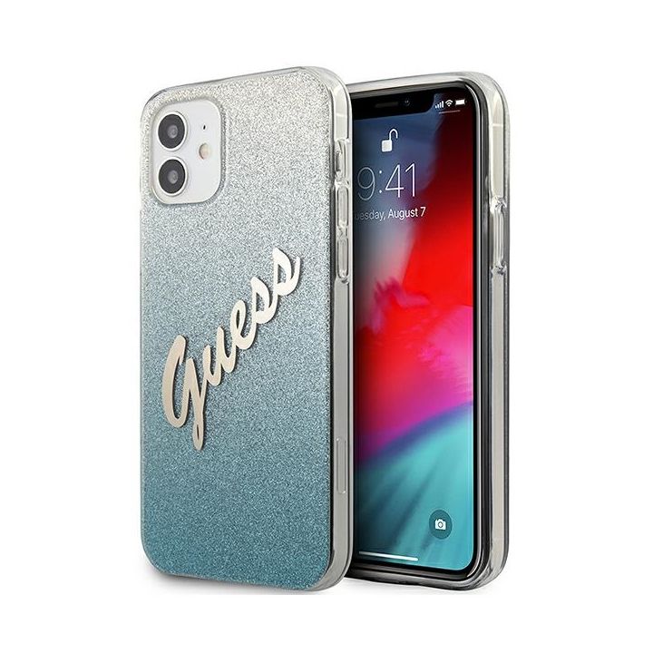 Guess GUHCP12SPCUGLSBL iPhone 12 mini5,4" niebieski/blue hardcase Glitter Gradient Script na NearMe.pl