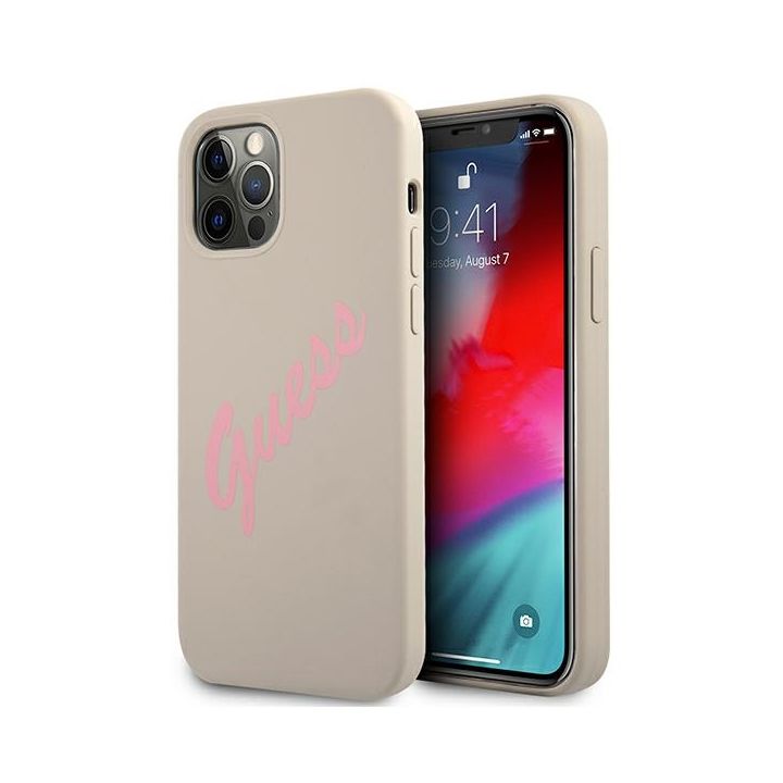 Guess GUHCP12LLSVSGP iPhone 12 Pro Max6,7" szaro różowy/grey pink hardcase Silicone Vintage na NearMe.pl