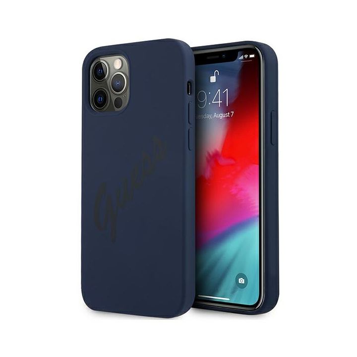 Guess GUHCP12MLSVSBL iPhone 12/12 Pro 6,1" niebieski/blue hardcase Script Vintage na NearMe.pl